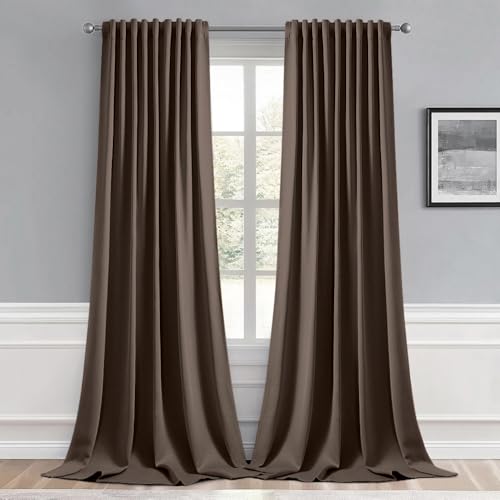 Chocolate Brown Back Tab Blackout Curtains 52x120 Inch 2 Panels Set (2 Count)
