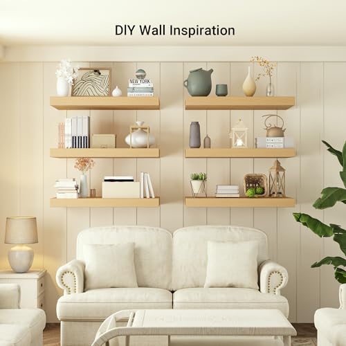 36 x 12 Deep Floating Shelves Wall Mounted Set of 1 Oak