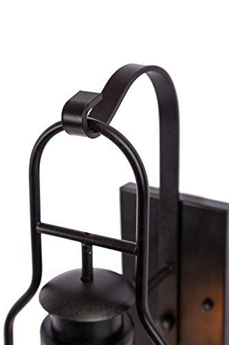 Rustic wall Light Lantern with Retro Industrial loft Lantern Look in Rubbed Bronze Powder Coat Finish with Wine Bottle Pioneer jug Glass
