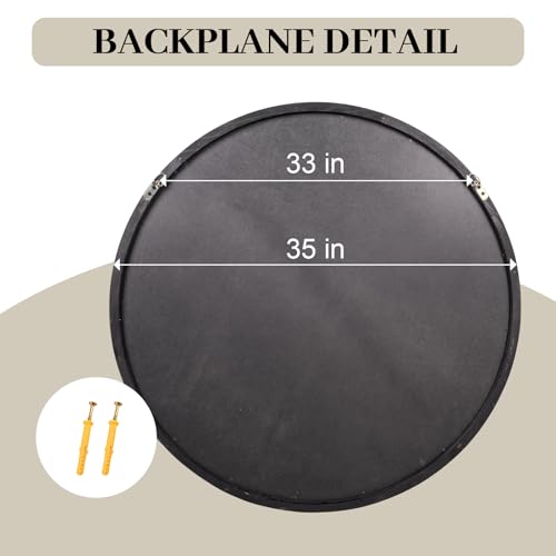 35" Round Wood Mirror