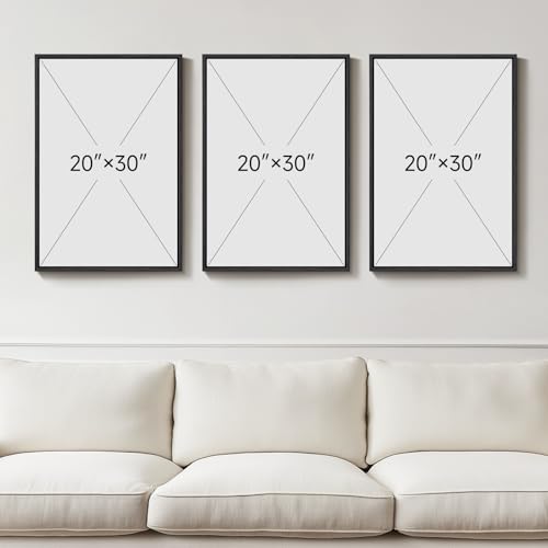Large Framed Black and White Abstract Wall Art for Living Room Set of 3 (3 Count)