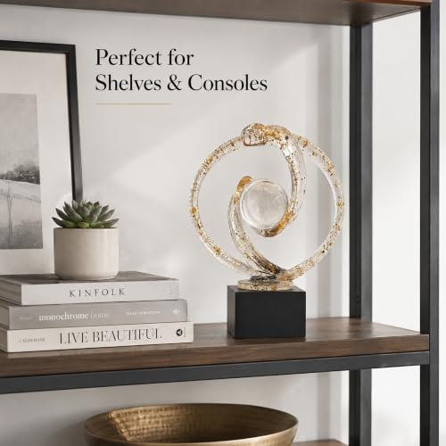 Modern Clear Gold Abstract Sculpture Decor
