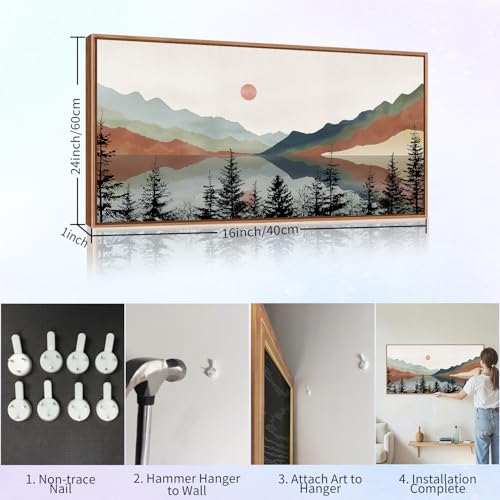 Boho Mountain Framed Canvas Wall Art Set
