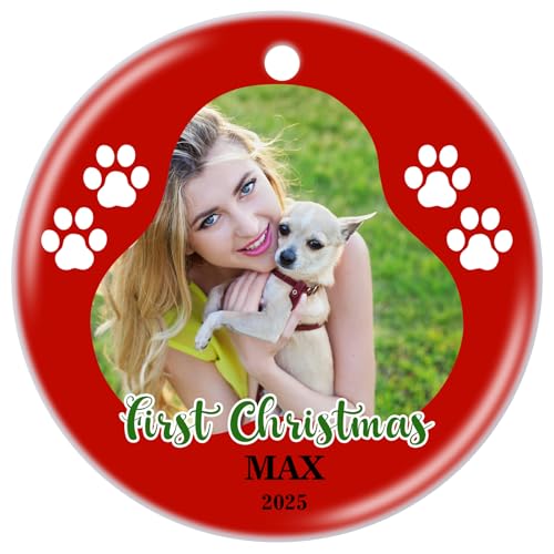 Personalized Christmas Ornament 2025 Custom Pet Memorial Gifts Photo Ornament Dog Cat First Christmas Ornaments Customized Xmas Tree Decorations Keepsake Gift for Dog Lovers