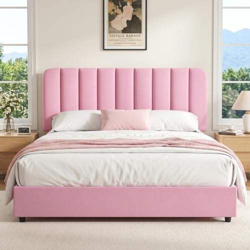 Full Size Upholstered Bed Frame with 4 Drawers and Headboard