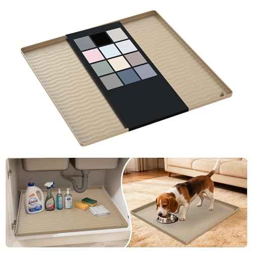 Waterproof Silicone Under Sink Mat 22'' x 22'' Shelf Liner for Kitchen and Bathroom