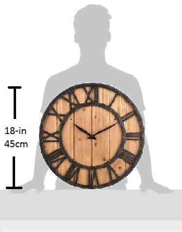 Oldtown Farmhouse Metal & Solid Wood Noiseless Wall Clock