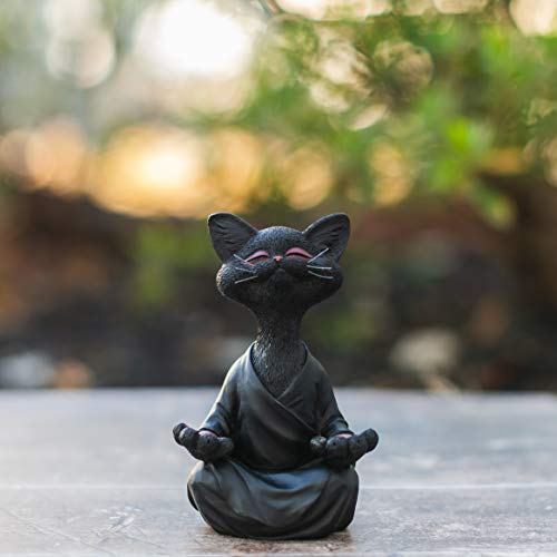 Meditating Happy Cat Statue