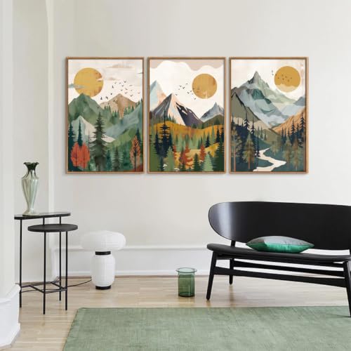 Boho Mountain Framed Canvas Wall Art