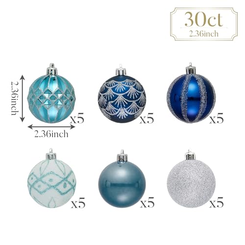30ct Christmas Tree Decorations Ball Ornaments 2.36 Inches (30 Count)