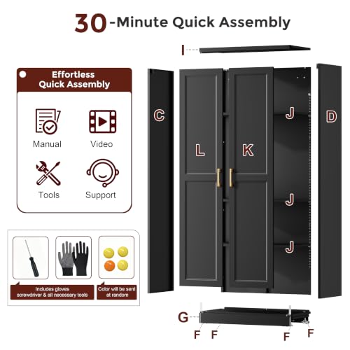 71" Tall Metal Kitchen Pantry Cabinet