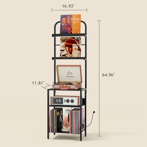 Record Player Stand with Vinyl Storage (5 Count)