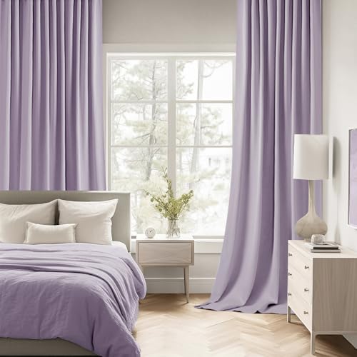 Lilac Back Tab Blackout Curtains 52x72 Inches Long 2 Panels Set (2 Count)