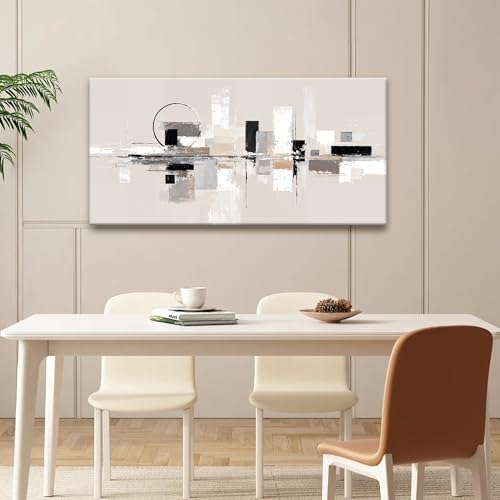 Abstract Canvas Art Wall Decor Black White Wall Art Painting 20" × 40"