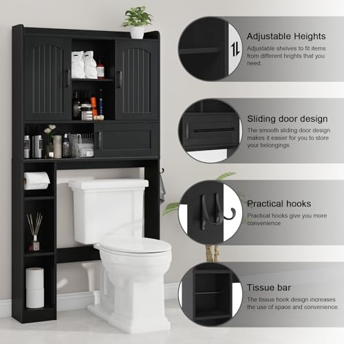 Over The Toilet Cabinet with 2 Barn Doors & Sliding Door