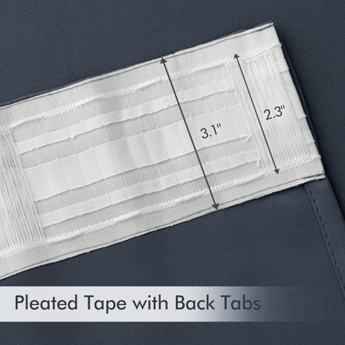 Stone Blue Back Tab Blackout Curtains 52x90 Inch Long 2 Panels Set (2 Count)