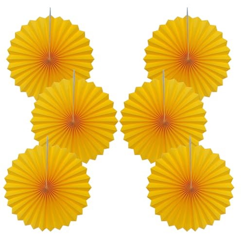 Morange Party Decorations 16in Morange Hanging Paper Fans Set 6pcs (30 Count)