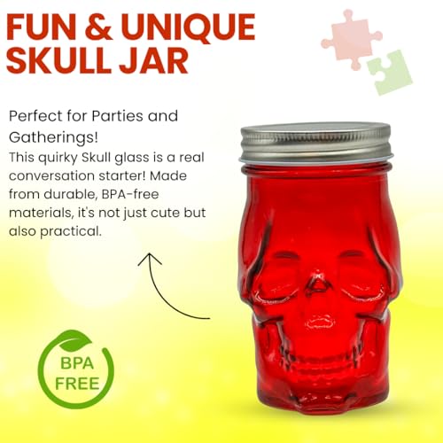 14 oz Colorful Skull Glass Mason Jar