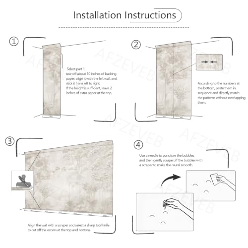 Neutral Forest Peel and Stick Wallpaper Jungle Landscape Mural