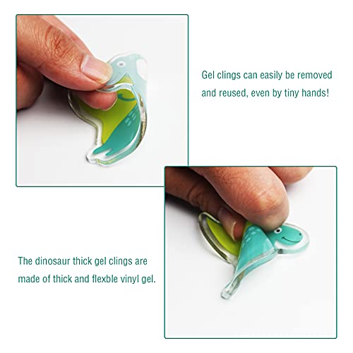 40 PCS Dinosaur Thick Gel Clings Dinosaurs Window Gel Clings Decals Stickers for Kids Toddlers and Adults Home Airplane Classroom Nursery Winter Dinosaurs Party Supplies Decorations Removable and (40 Count)