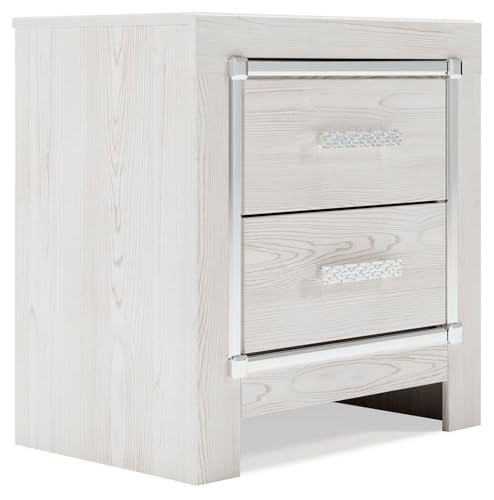 Altyra White Nightstand with Charging Station