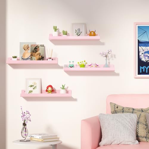 4 Pcs 15" Acrylic Shelves for Wall Decor and Display (4 Count)