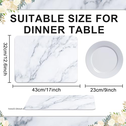 Marble Plastic Placemats Set of 6 Marbles Table Mats 17×13×0.04in (6 Count)