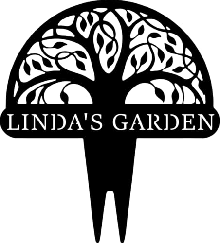 Personalized Tree of Life Metal Garden Sign with Stake