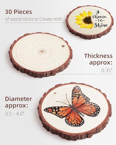 Wood Slices with Hole (30 Count)