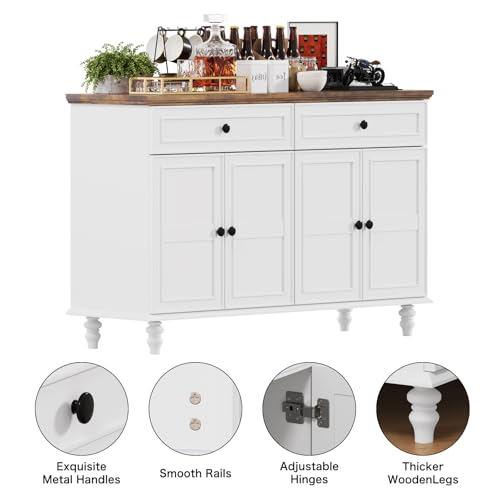 48" Farmhouse Sideboard Buffet Cabinet with 2 Drawers & 4 Doors