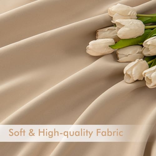 Beige Back Tab Blackout Curtains 52x54 Inch Length 2 Panels Set (2 Count)