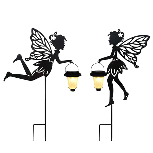 2 Pack Solar Fairy Garden Metal Stake Decorative Lantern (2 Count)