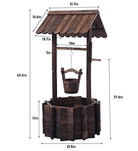 Garden Wooden Decor Rustic Wishing Well Planter Outdoor Home Décor for Patio