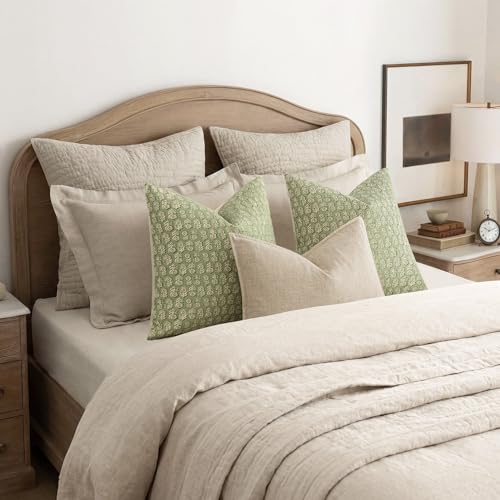 Decorative Floral Print Throw Pillow Covers 22×22 Lime Green (2 Count)