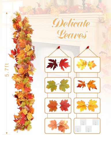 2 Pack Fall Leaves Garland for Mantle (2 Count)