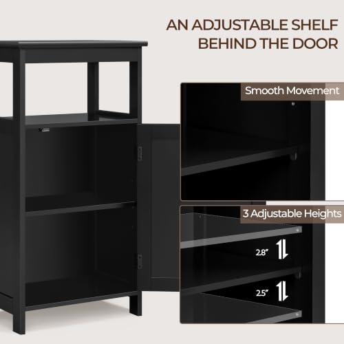 Small Bathroom Storage Cabinet with Door & Open Shelf