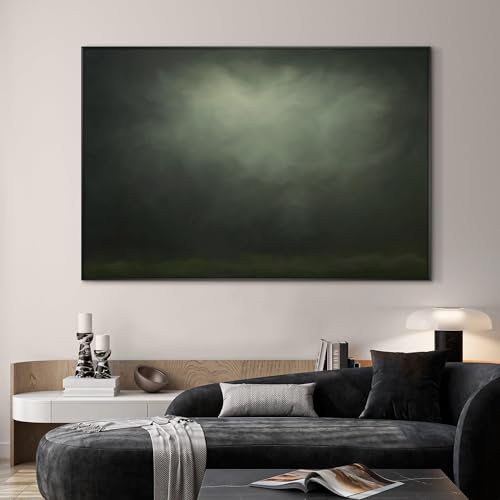 46"x72" Extra Large Framed Wall Art Moody Green Abstract Cloudscape