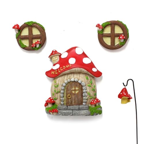 Garden Tree Decoration Outdoor Wall Decoration Fairy Mushroom Door and Window Tree Hugger