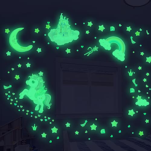 Glow in The Dark Stars and Unicorn Wall Decals