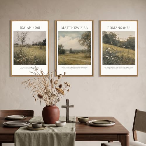 Large Bible Christian Scripture Framed Canvas Wall Art Set
