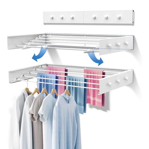 Upgrade 6 Knob Hooks Laundry Drying Rack Clothing