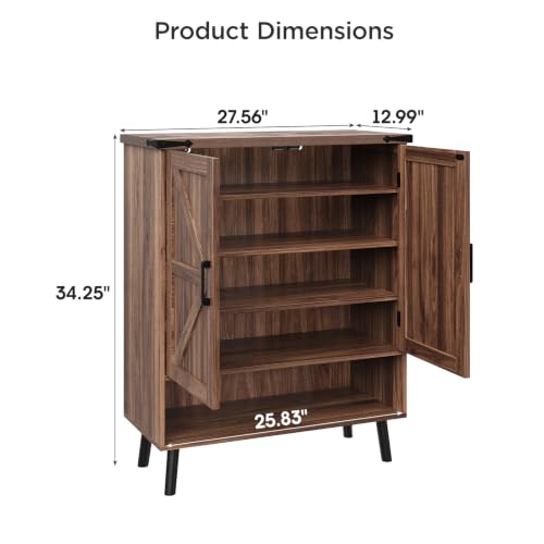 34" Tall Farmhouse Shoe Storage Cabinet with Barn Doors