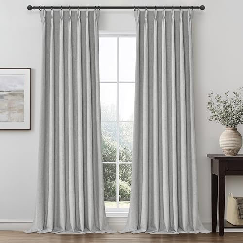 Gray 108 Inch Extra Long Curtains for Living Room 2 Panels Set