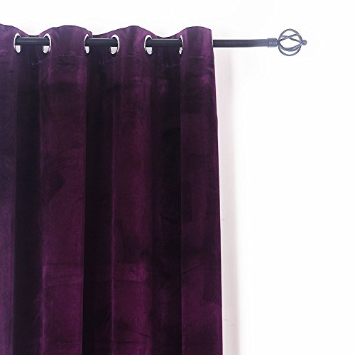 Luxury Velvet Blackout Curtains Panels with Grommet Draperies Eyelet 52Wx72L Inch Purple