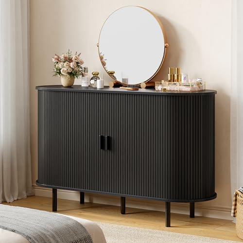 48" Fluted Buffet Sideboard Cabinet with Sliding Door