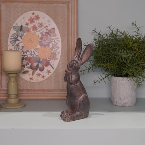 Bunny Garden Decor 11 Inch Brown Resin Rabbit Outdoor Statue