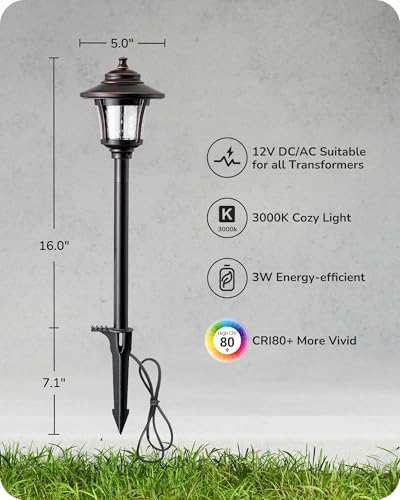 Low Voltage Landscape Lighting 12V 3W 120LM with Connectors 6 Pack (6 Count)