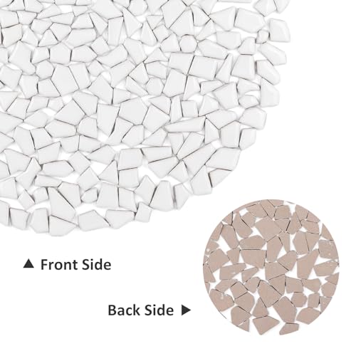 454g Irregular Shape White Ceramic Mosaic Tiles for DIY Crafts Bulk