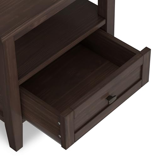 Warm Shaker 20" Wide Solid Wood End Table in Brunette Brown