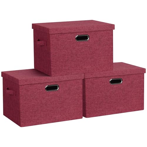 Storage Bins with Lids Fabric Closet Organizers Cubes Office Organization (3 Count)